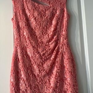 Elegant Coral Lace Dress